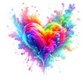 Multicolor a heart shape exploding with vibrant rainbow colors