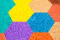 Multicolor hexagons abstract pattern, rubber crumb texture background, flooring for stadiums and playgrounds Royalty Free Stock Photo