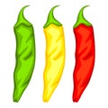 Multicolor hot cartoon chilli pepper.