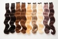 Multicolor human hair extension bundles collection. AI generated