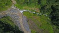 Multicolor landscape with confluence of two rivers. Beautiful vivid background with two rivers in same channel. Sunny Royalty Free Stock Photo