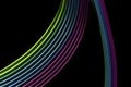 Multicolor light curve lines on a black background Royalty Free Stock Photo
