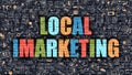 Multicolor Local Imarketing on Dark Brickwall. Doodle Style. Royalty Free Stock Photo