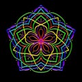 Multicolor mandala design over black background