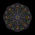 Multicolor mandala design over black background