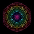 Multicolor mandala design over black background