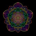 Multicolor mandala design over black background