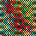 Multicolor mosaic seamless pattern with grunge effect Royalty Free Stock Photo