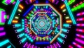 Multicolor Neon Trippy Psychedelic Smile Face Tunnel 3D Vibrant Background Infinite Patterns Futuristic Mandala