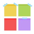 Multicolor notes post. Colored sticky note set. Post note paper