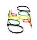 Multicolor Nylon Cable Ties on white background