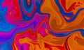 Multicolor orange pink and blue shade painted liquify oil Surface vivid color abstract freeform