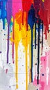 Multicolor Paint Dripping on Concrete Wall Abstract Pattern Bright Background Royalty Free Stock Photo