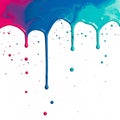 Multicolor paint dripping and splattering on a white background. Abstract illustration Royalty Free Stock Photo