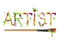 Multicolor paint painted word artist