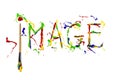 Multicolor paint painted word image