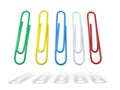 Multicolor paper clips green yellow blue Royalty Free Stock Photo
