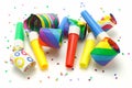 Multicolor party blowers Royalty Free Stock Photo