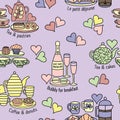 Multicolor pastel cake and pastry seamless repeating surface pattern.