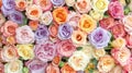 Multicolor pastel roses for bridal arrangement Royalty Free Stock Photo