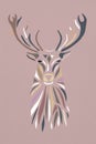 Multicolor pastel silhouette face of deer on pink background.