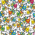 Multicolor peacocks of seamless pattern Royalty Free Stock Photo