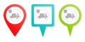 Multicolor pin vector icon, diferent type map and navigation point, car, insurance, fire, icon, vector, insurable, fuse, pin