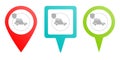 Multicolor pin vector icon, diferent type map and navigation point, travel, car, insurance, icon, vector, insurable, fuse, pin