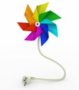 Multicolor pinwheel on energy plug cable Royalty Free Stock Photo