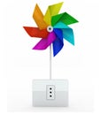 Multicolor pinwheel over energy plug