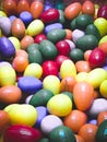 Multicolor plastic easter eggs with shell open use for egg hunting, lucky draw boot. Royalty Free Stock Photo
