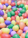 Multicolor plastic easter eggs with shell open use for egg hunting, lucky draw boot. Royalty Free Stock Photo