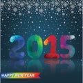 Multicolor polygons numbers with snowfall.New year 2015 Royalty Free Stock Photo