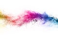 Multicolor powder explosion on White background.