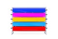 Multicolor PVC Polythene Plastic Tape Rolls or Foil Samples with Shop Display Rack. 3d Rendering