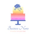 Multicolor Rainbow Cake Logo for Bakery Business or Birthday Celebration Party