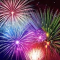 Multicolor Rainbow Fireworks against the Black Sky Royalty Free Stock Photo