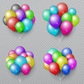 Multicolor realistic balloon bunches . Wedding and birthday party decoration vector elements Royalty Free Stock Photo