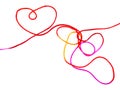 Multicolor red orange yellow and magenta color shade of yarn thread isolated clipping path