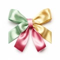 Multicolor ribbon on white background for breast cancer awareness