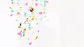 Multicolor round confetti flying festive party background Royalty Free Stock Photo