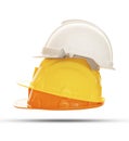 Multicolor safety, construction protection helmet isolated white