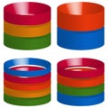 Multicolor segmented 3d cylinders, cylinder icons. Elements for Royalty Free Stock Photo