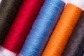 Multicolor sewing threads. close up. macro