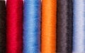 Multicolor sewing threads. close up. macro
