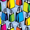 Multicolor shopping paper bags seamless pattern