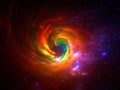 Multicolor space background - bright spiral galaxy - abstract illustration