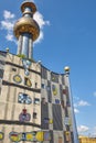 Multicolor Spitelau incinerator and tower in Vienna. Austria. Vertical Royalty Free Stock Photo