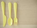 Plastic spoon and fork, bright color Royalty Free Stock Photo