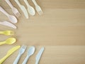 Plastic spoon and fork, bright color Royalty Free Stock Photo